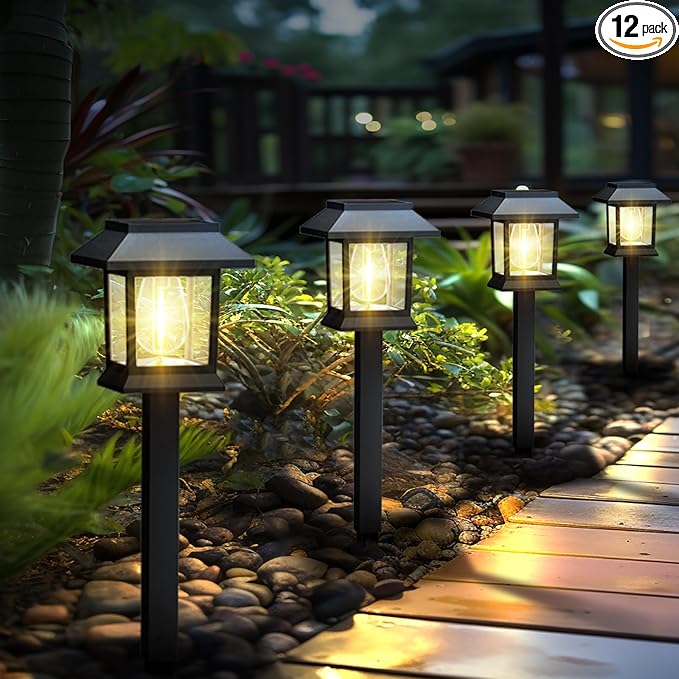 Solar Lights Outdoor,12 Pack Waterproof Auto