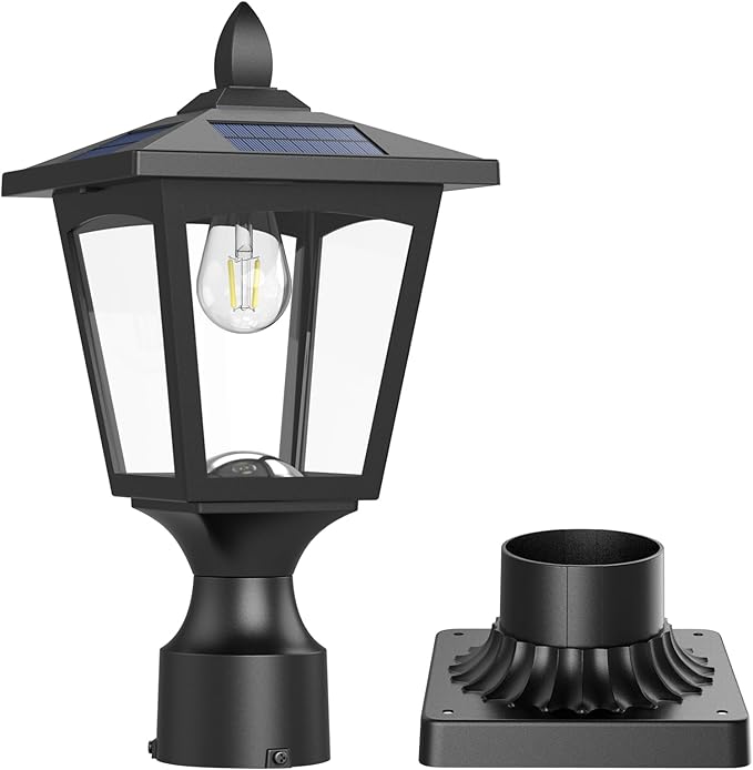 Solar Post Lights, 6000K Dusk to Dawn Solar Lamp